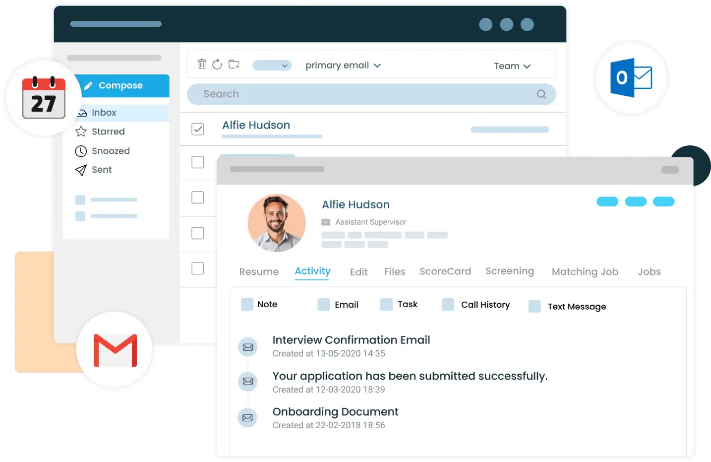Synchronisation automatique des e-mails et du calendrier